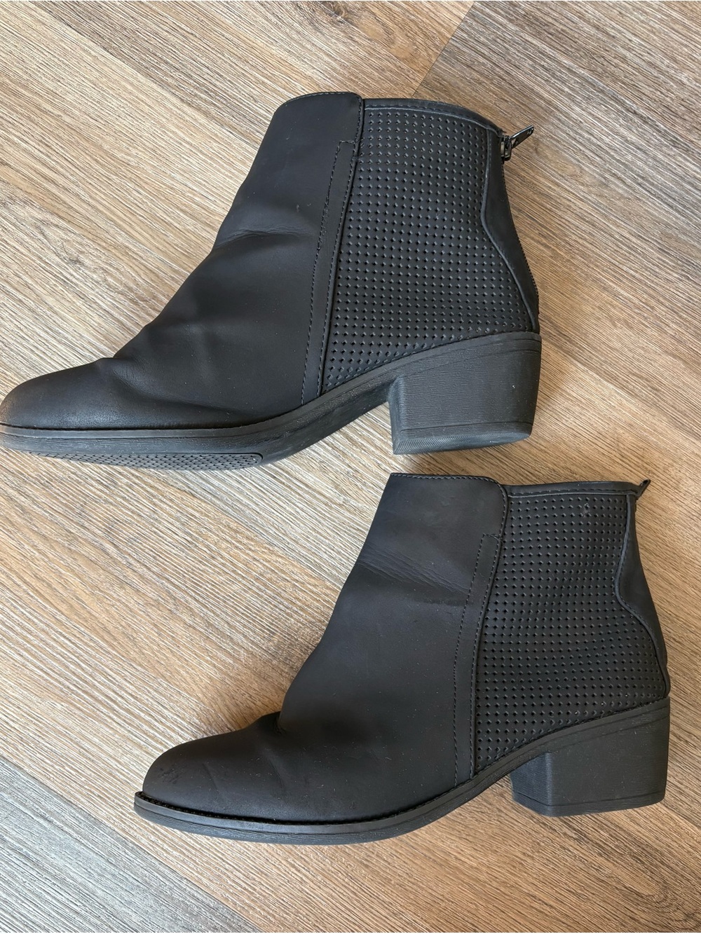 Seven Dials Black Perforated Heeled Ankle Boots Size 9 1/2 M